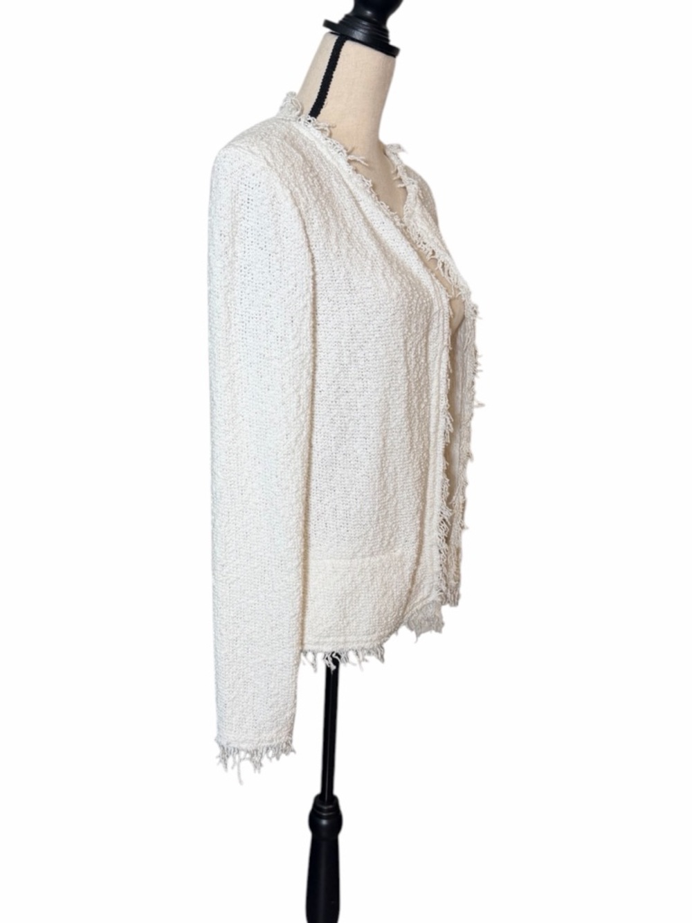 IRO Woman’s Paris Shavani Frayed Tweed Jacket in Optic White - Size 44 (US 12) - Picture 2 of 12